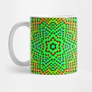 Weave Mandala Green Orange and Blue Mug